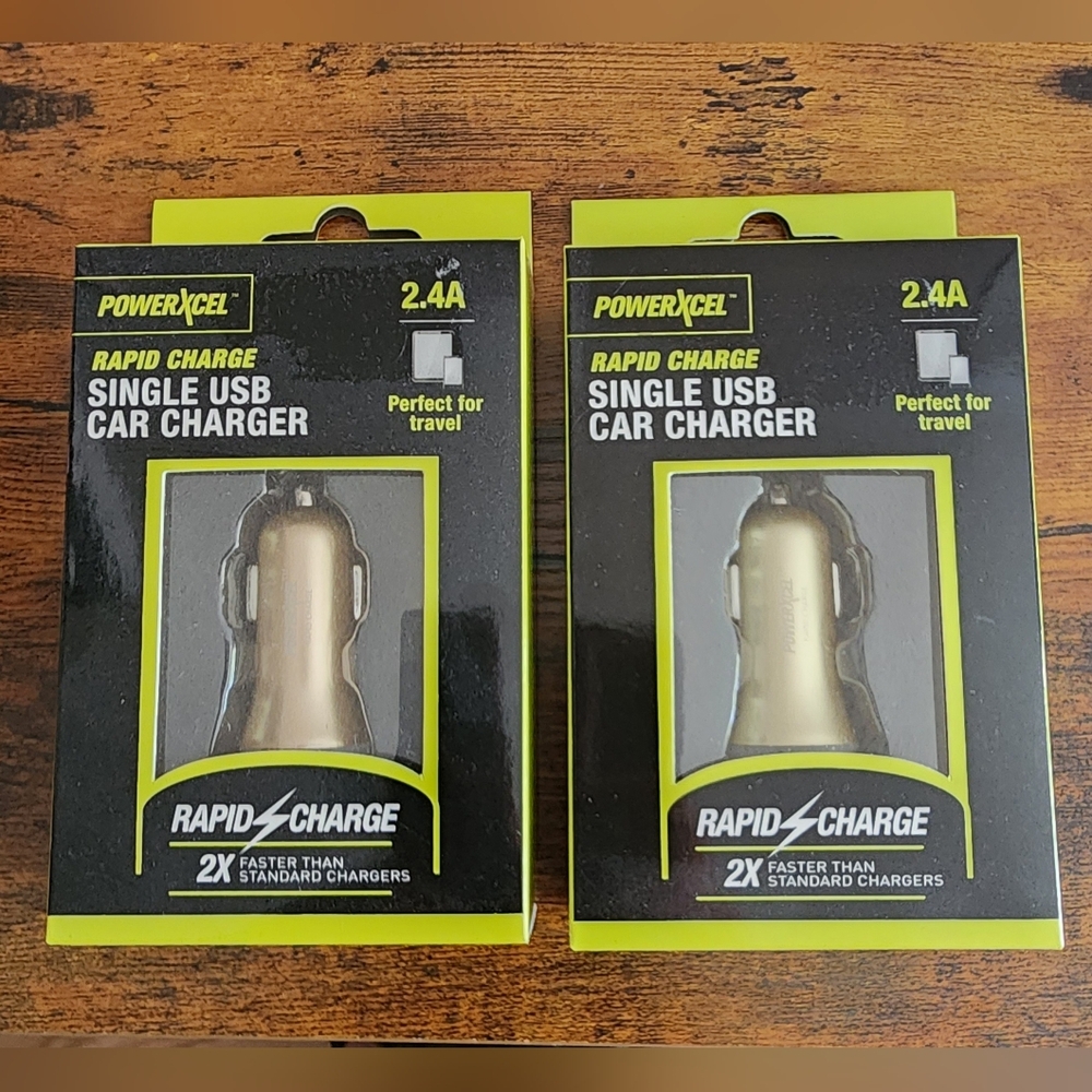 New(2) PowerXcel Single USB Car Chargers